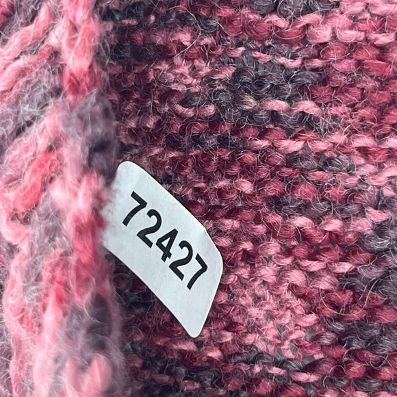 APRIL CORNELL Sweater XL Wool Blend Marled Button Up Cardigan Chunky Fringe Red - Picture 14 of 14